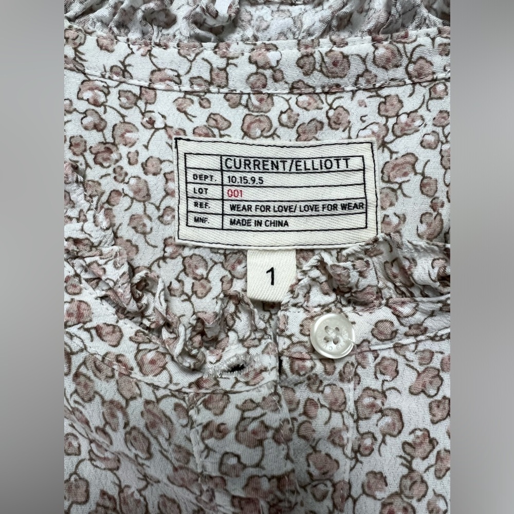 Current/Elliott The Harbor Short Sleeve Ruffle Floral Boho Top - Picture 4 of 13